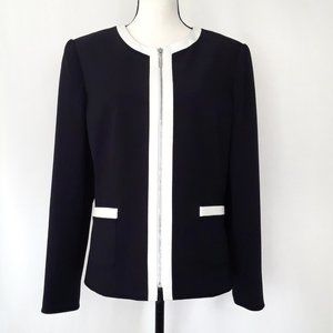 Vintage 1990s JM Studio Black White Trimmed Zip Up Jacket